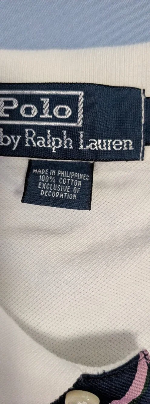 Polo Ralph Lauren Shirt Mens XL White Short Sleeve Mesh Polo Striped Placket